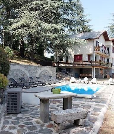 Chalet 14 pers avec vue panoramique et piscine chauffée Genolhac Exterior foto