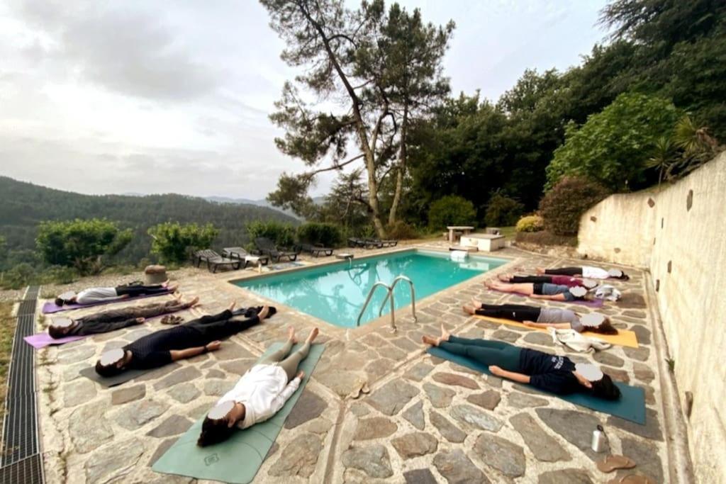 Chalet 14 pers avec vue panoramique et piscine chauffée Genolhac Exterior foto